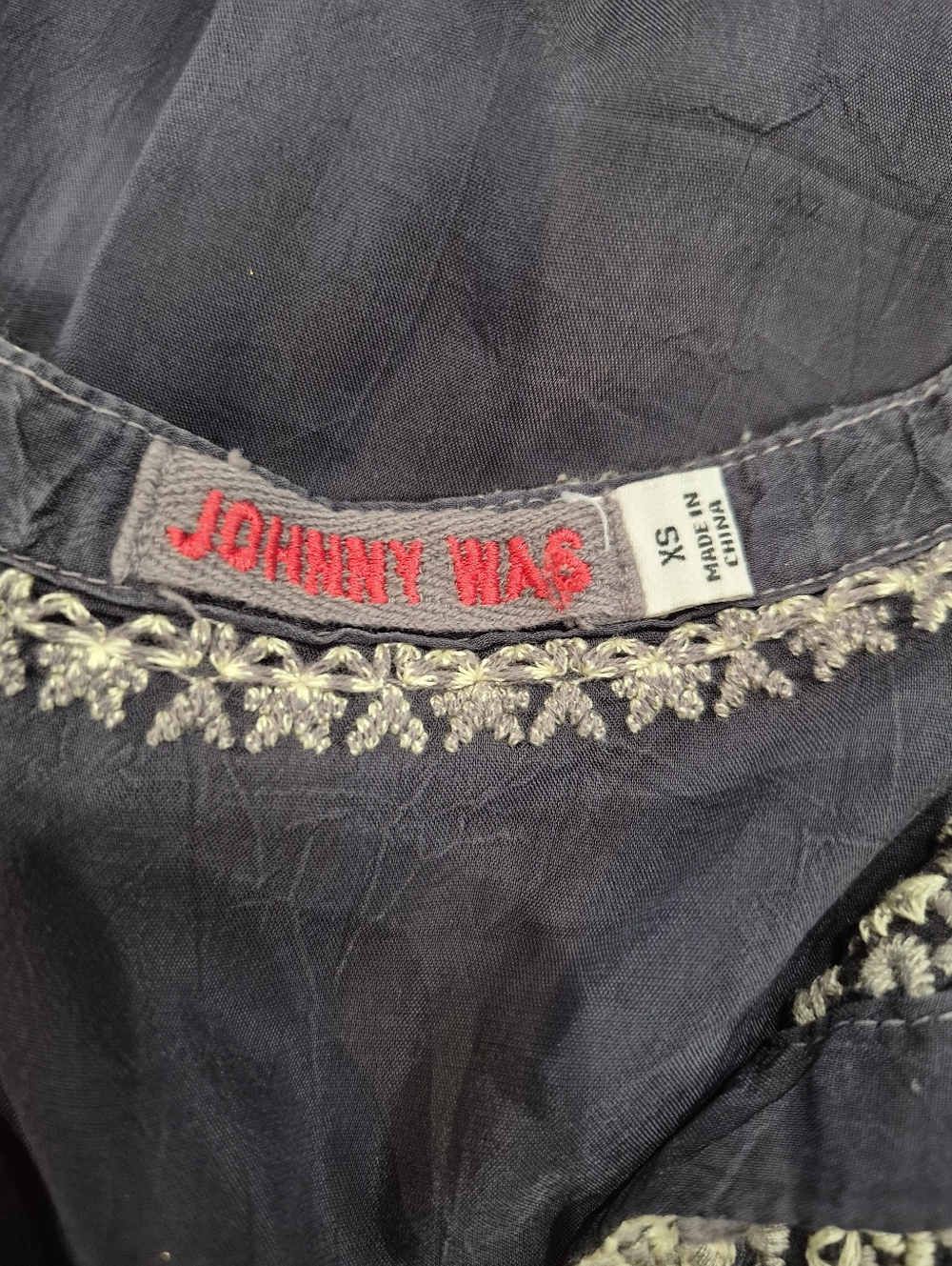 Johnny Was Embroidered Floral Tunic in Dark Navy Size XS - Picture 7 of 8